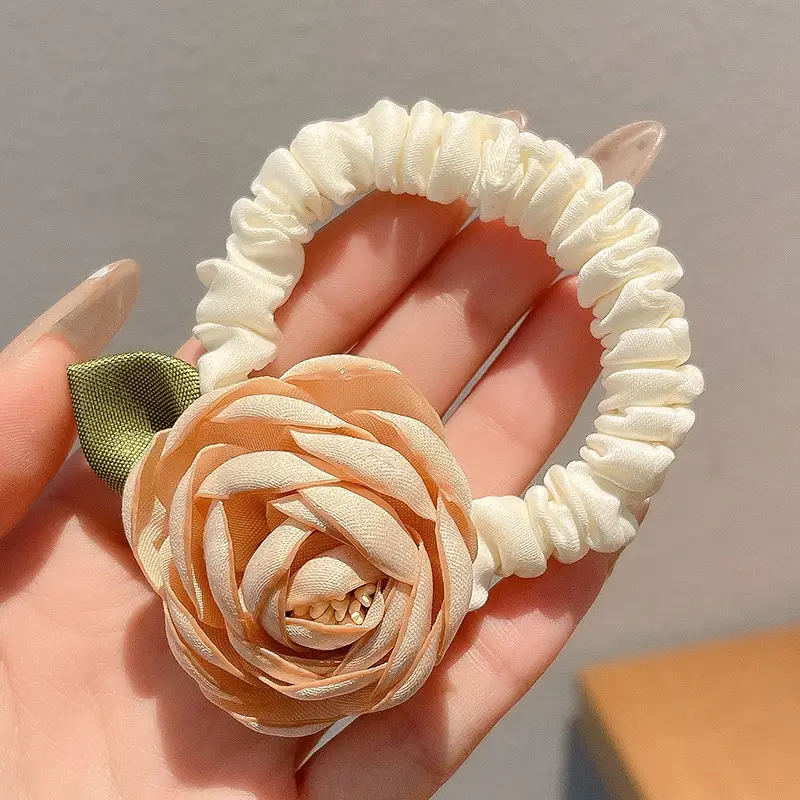 Sweet Rose Hair Ring with High Elastic Tie - Image 2