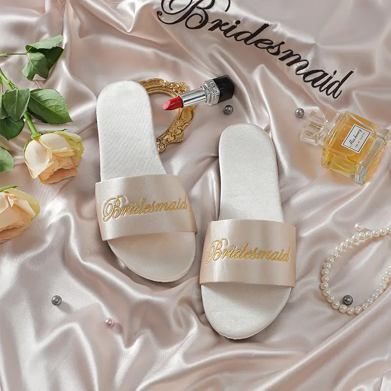 Red Embroidered Bridal Slippers for Women