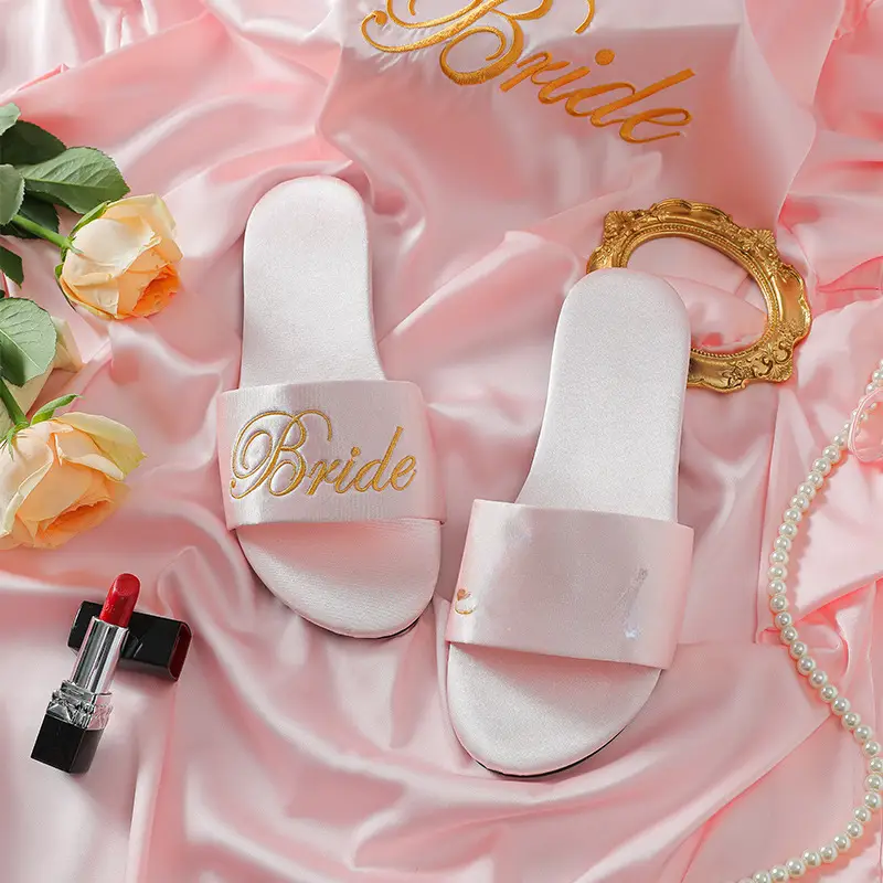 Red Embroidered Bridal Slippers for Women