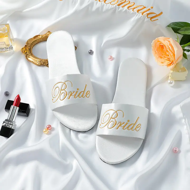 Red Embroidered Bridal Slippers for Women