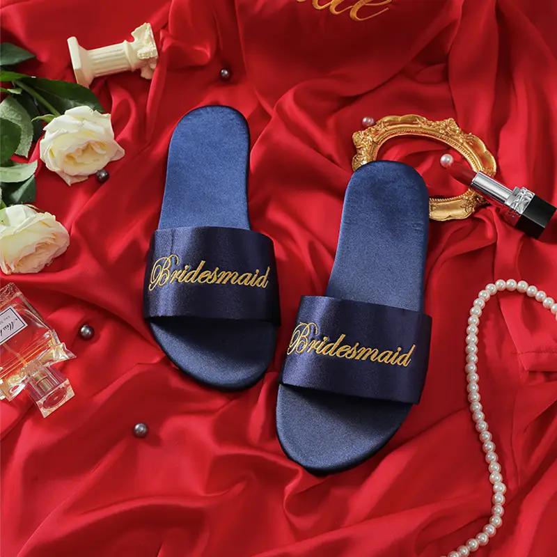 Red Embroidered Bridal Slippers for Women