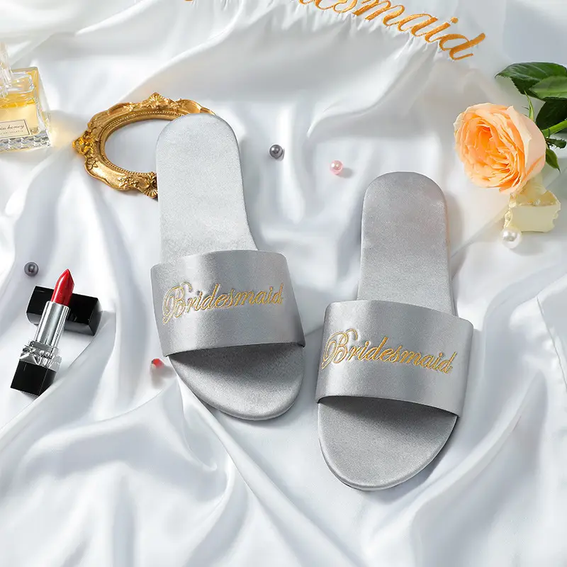 Red Embroidered Bridal Slippers for Women