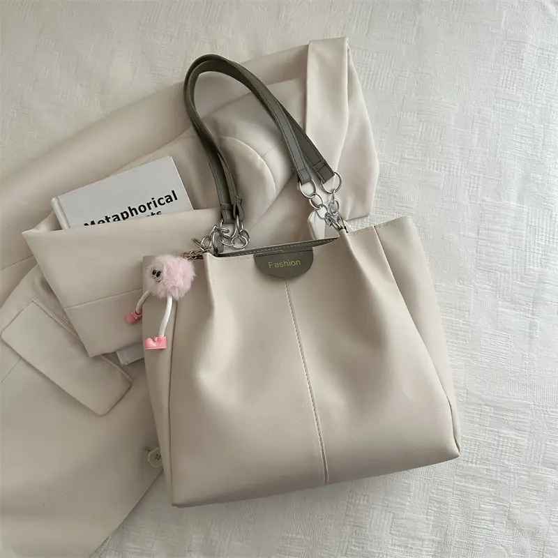 Women's Large Capacity Shoulder Bag with Green Strap - Image 11