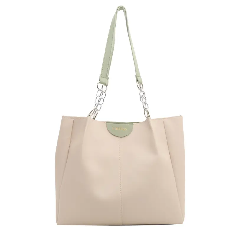 Women's Large Capacity Shoulder Bag with Green Strap - Image 2