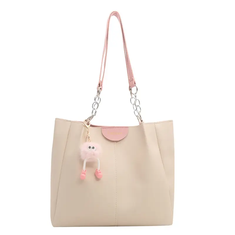 Women's Large Capacity Shoulder Bag with Green Strap - Image 5