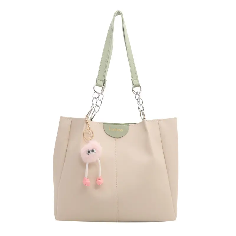 Women's Large Capacity Shoulder Bag with Green Strap - Image 6