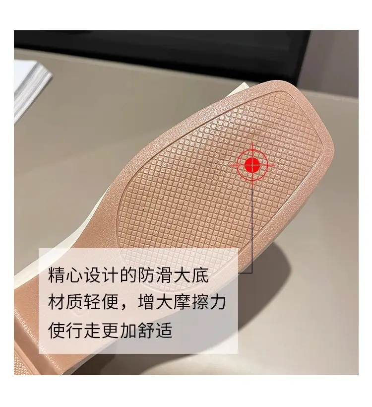 Women's Flat Heel Leather Shoes with Square Logo — feature 19