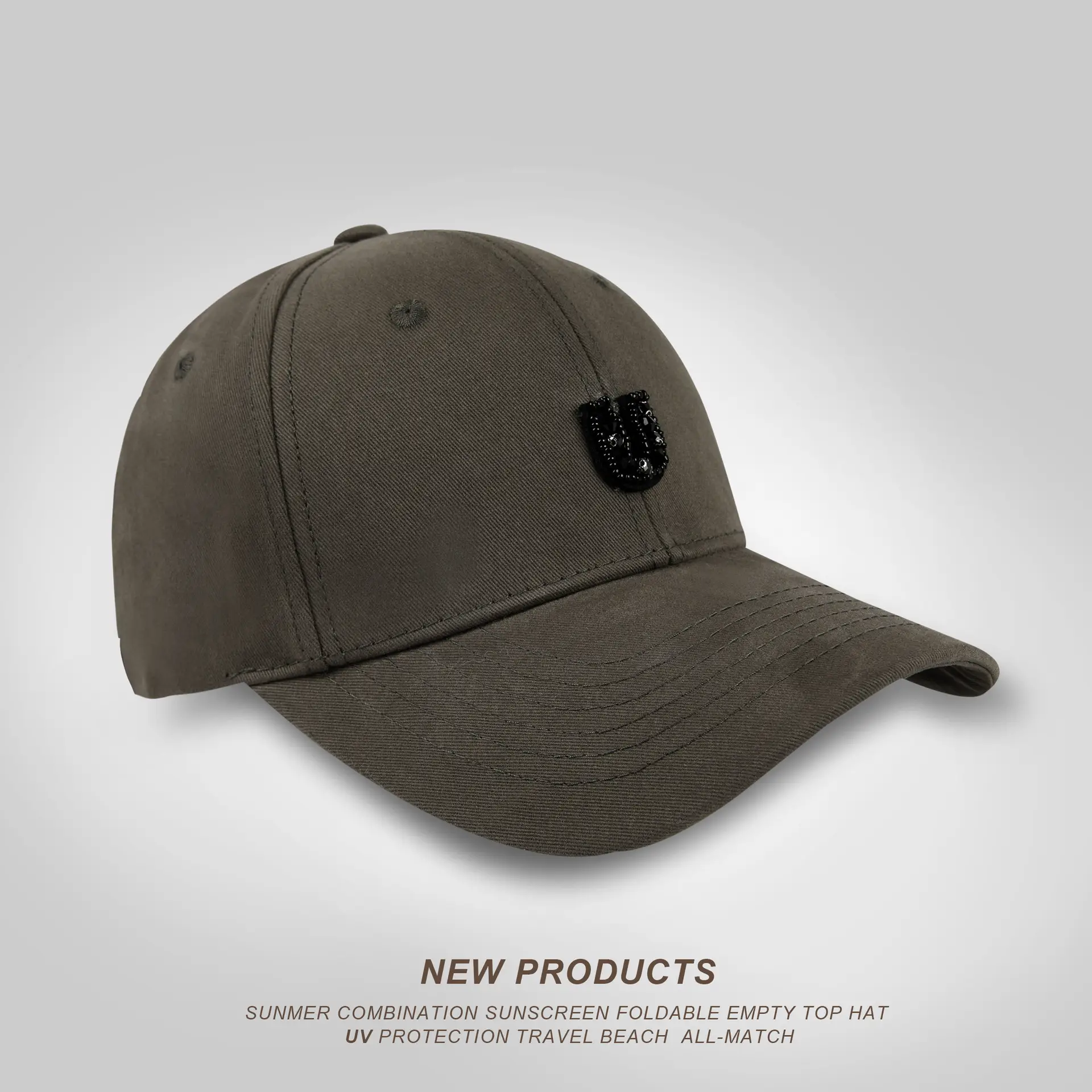 Men's European American Metal Letter Cap Brown - Image 3