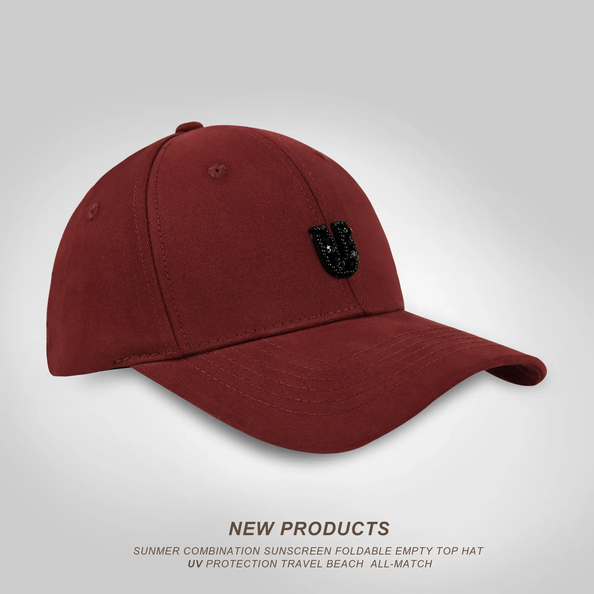 Men's European American Metal Letter Cap Brown - Image 5