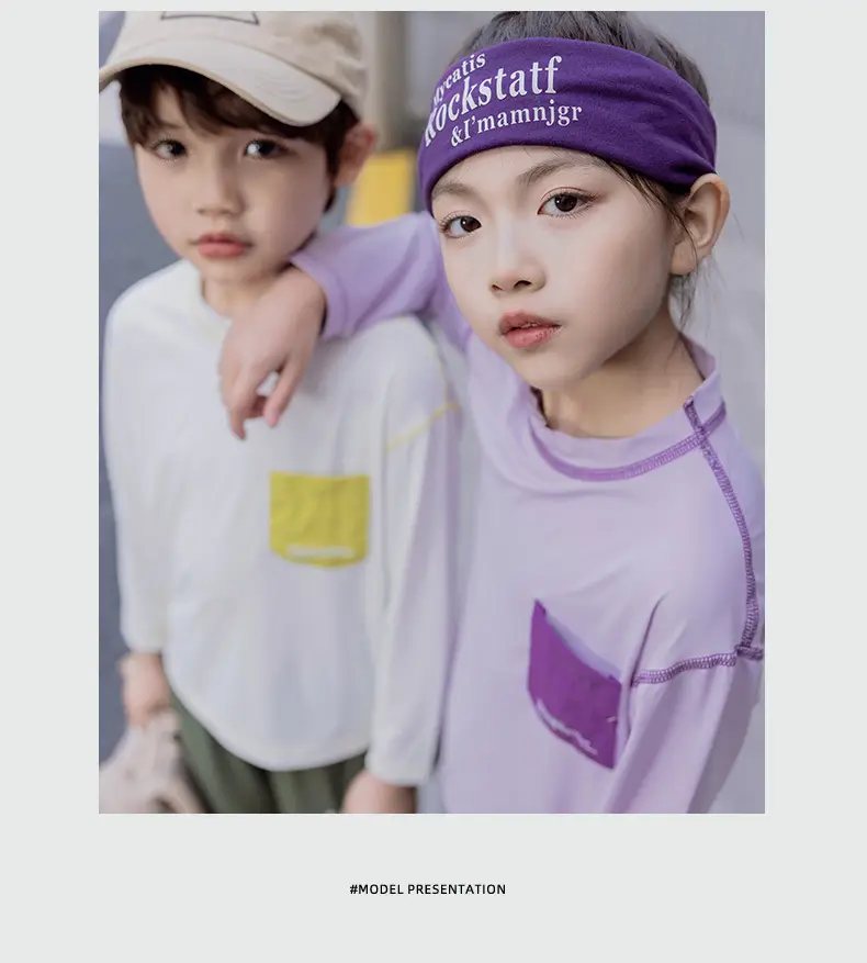 Boys Long Sleeve Sunscreen T-Shirt White Yellow Pocket — feature 16