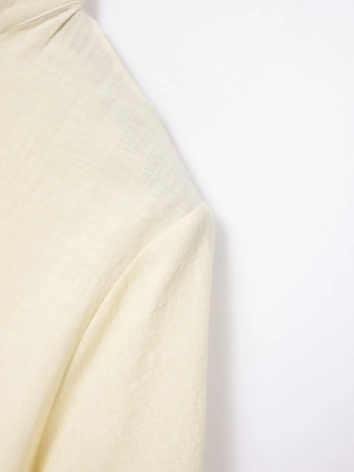 Men Vintage Cotton Linen Henry Collar Shirt Blue Short Sleeve — feature 18