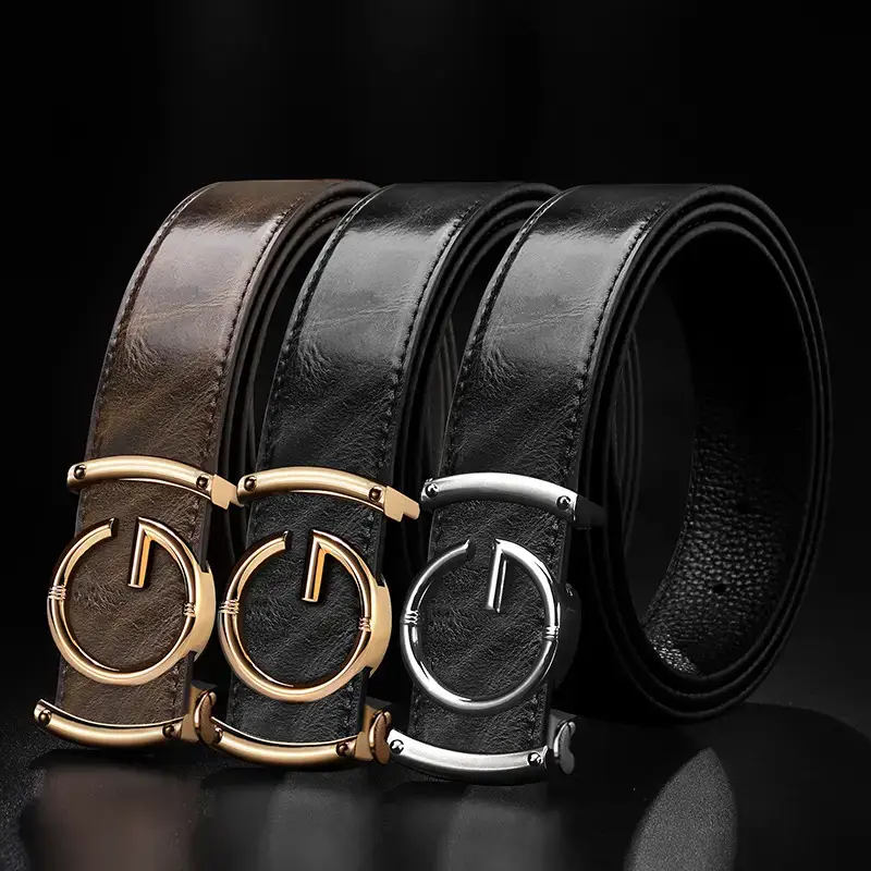 Men's Brown Crocodile Leather Belt with Gold Buckle