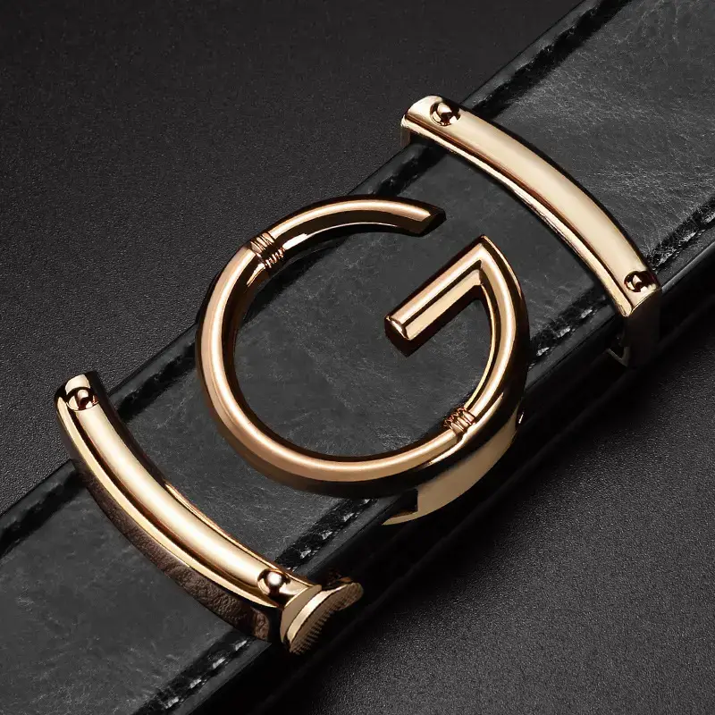 Men's Brown Crocodile Leather Belt with Gold Buckle