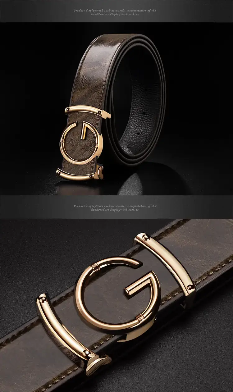 Men's Brown Crocodile Leather Belt with Gold Buckle — feature 13