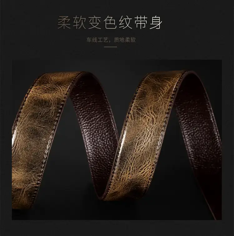 Men's Brown Crocodile Leather Belt with Gold Buckle — feature 8