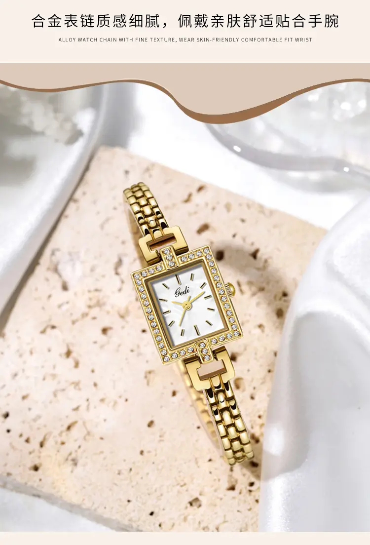 Women's Rose Gold Quartz Watch with Crystal Band — feature 14