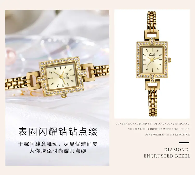 Women's Rose Gold Quartz Watch with Crystal Band — feature 17