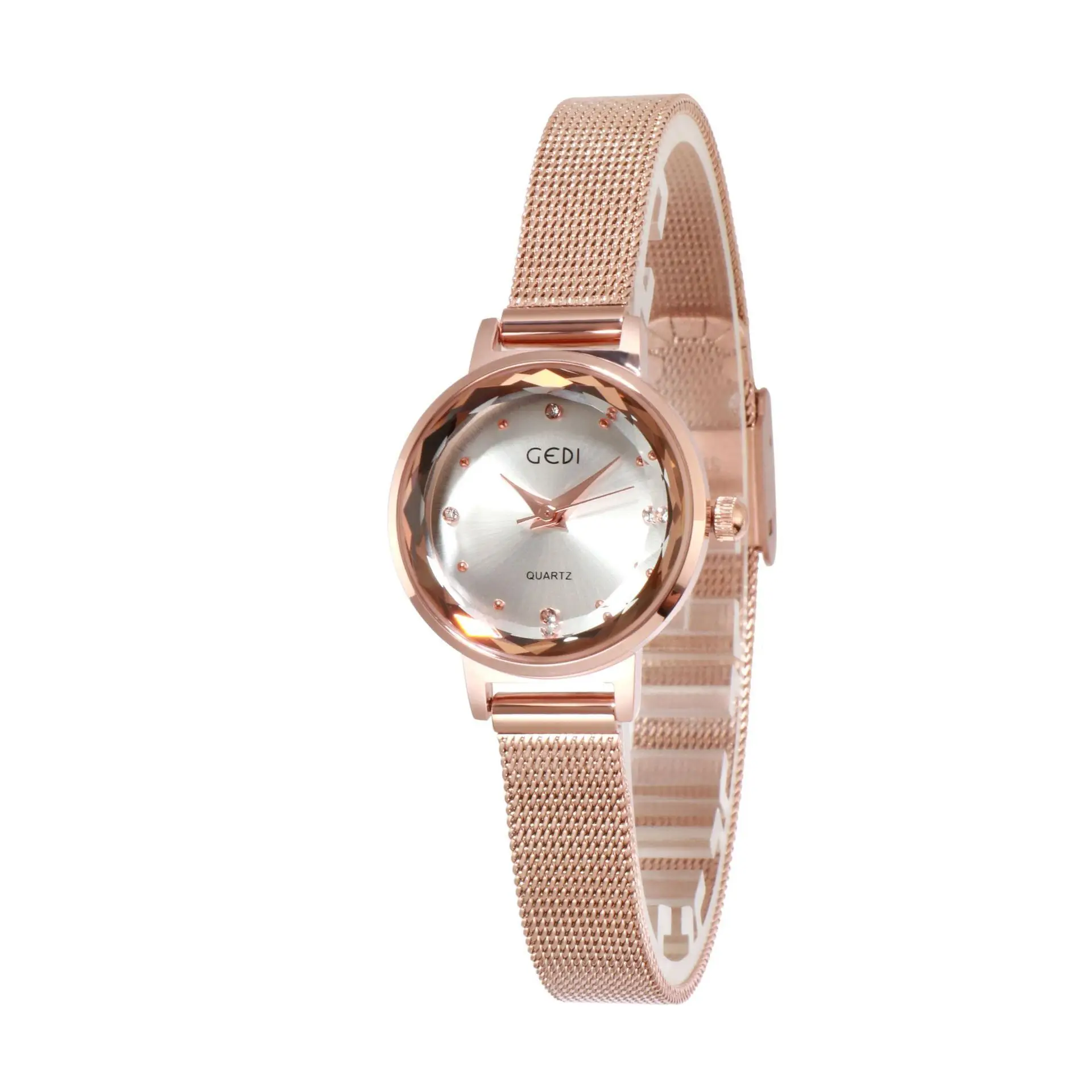 Women's Gold Korean Style Quartz Watch with Stainless Steel Mesh Band - Image 7