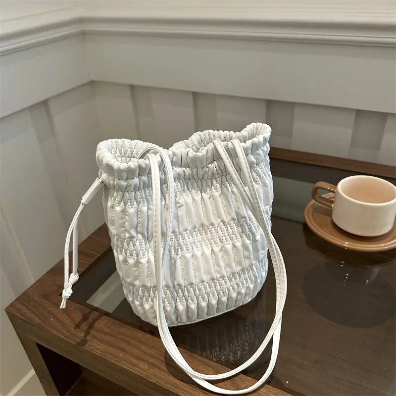 Black Pleated Shoulder Bag for Women 2024 Spring New Arrival - Image 9