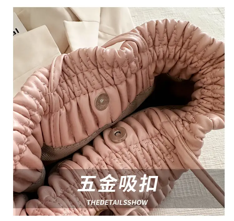Black Pleated Shoulder Bag for Women 2024 Spring New Arrival — feature 3