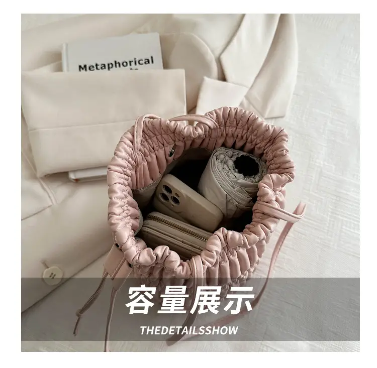 Black Pleated Shoulder Bag for Women 2024 Spring New Arrival — feature 6