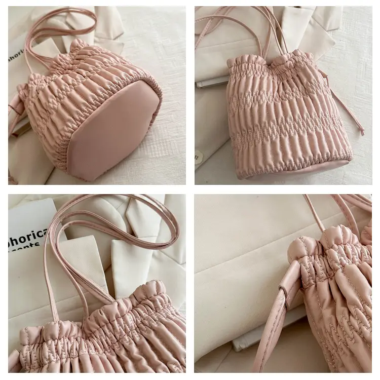 Black Pleated Shoulder Bag for Women 2024 Spring New Arrival — feature 7