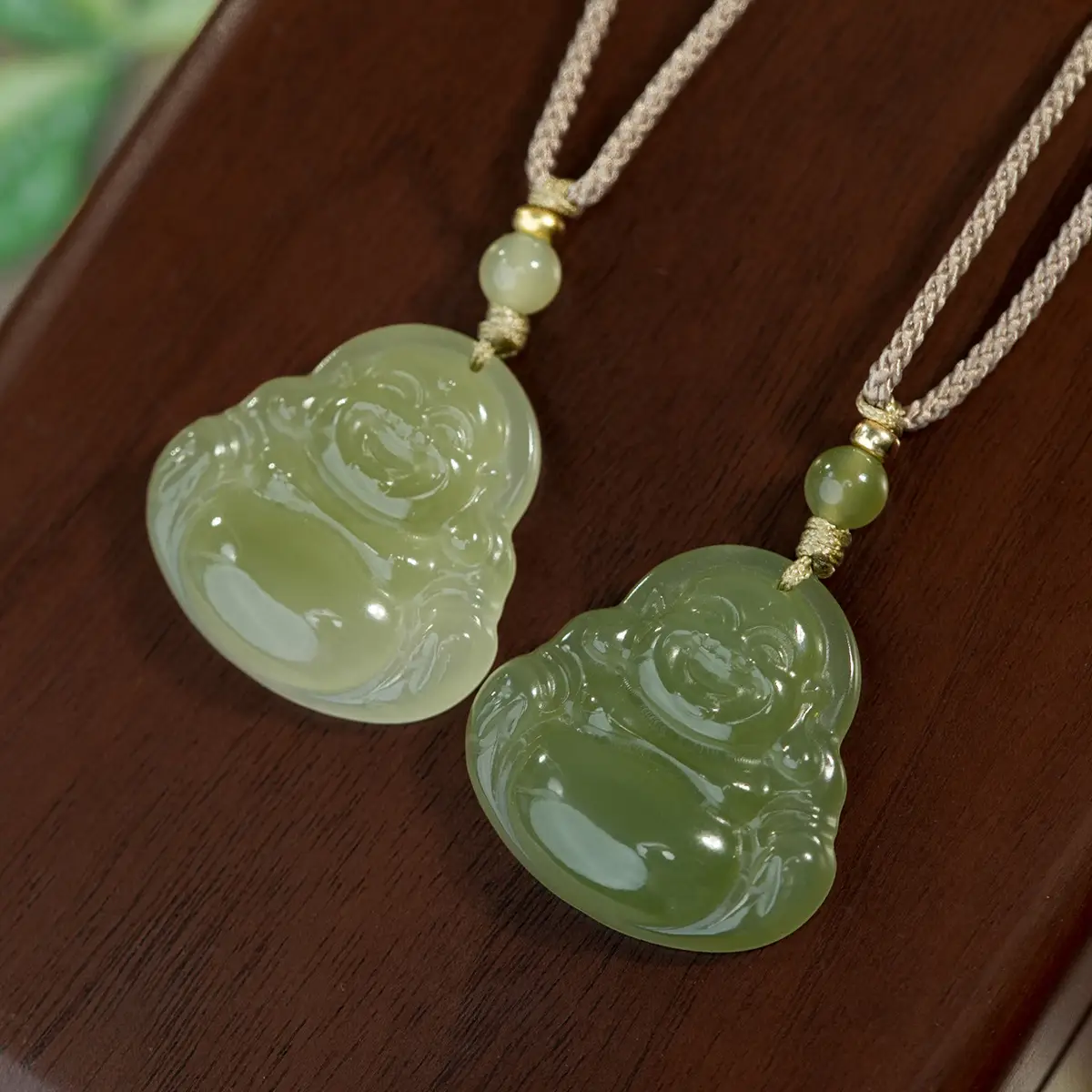 Afghan Jade Buddha Pendant Set Single Sided Maitreya - Image 6