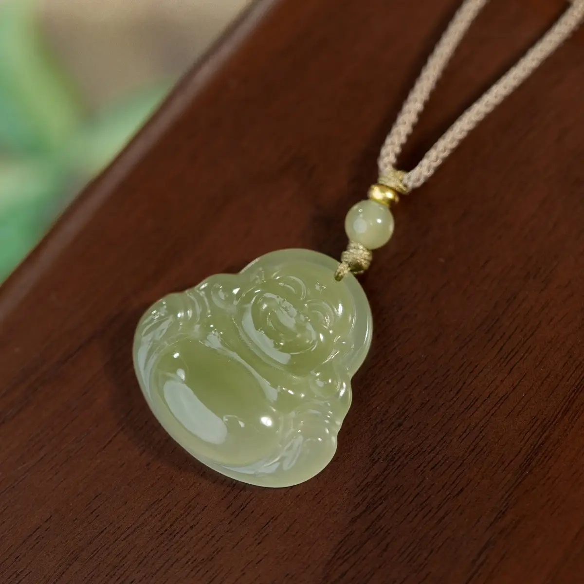 Afghan Jade Buddha Pendant Set Single Sided Maitreya - Image 2