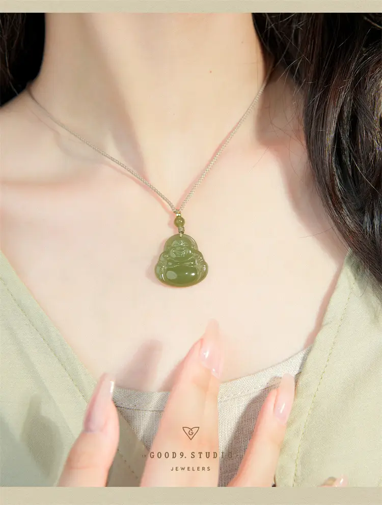 Afghan Jade Buddha Pendant Set Single Sided Maitreya — feature 10