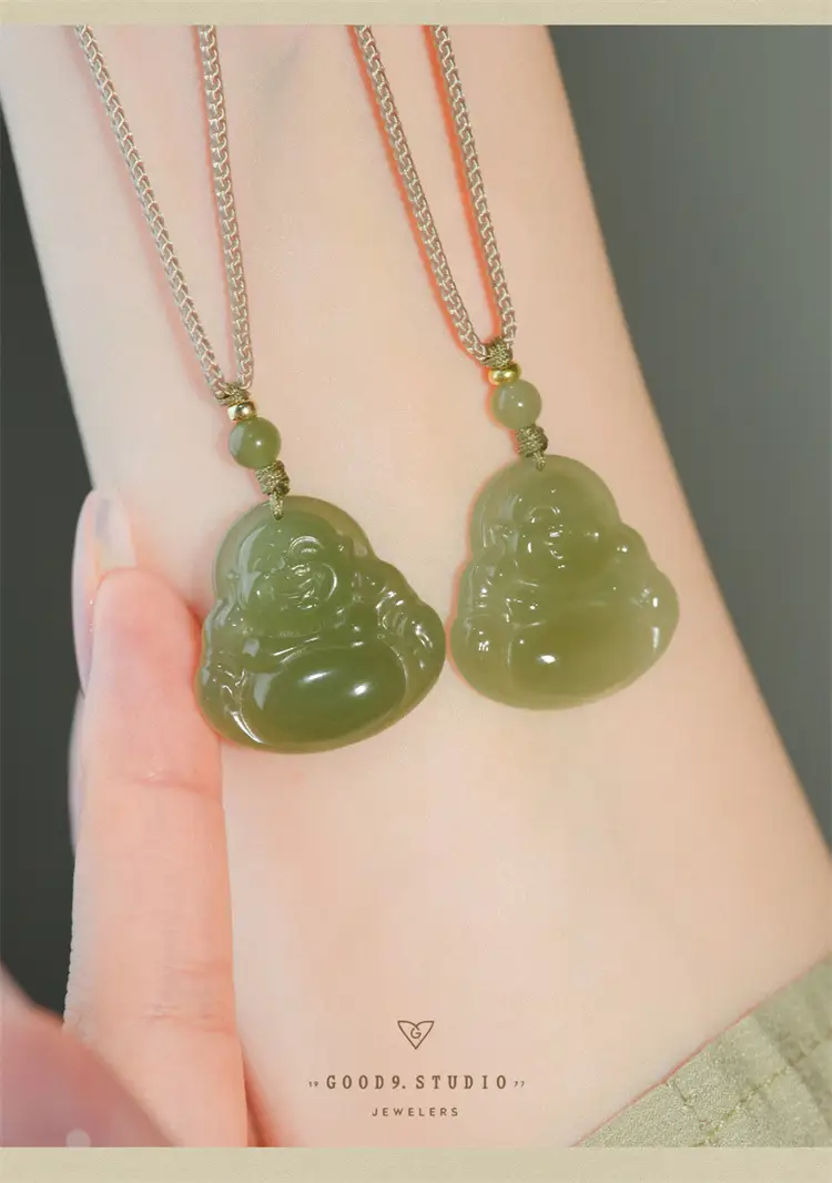 Afghan Jade Buddha Pendant Set Single Sided Maitreya — feature 11