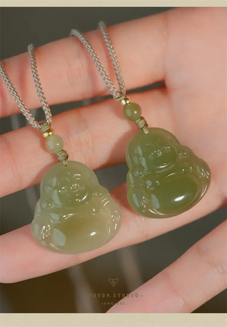Afghan Jade Buddha Pendant Set Single Sided Maitreya — feature 12