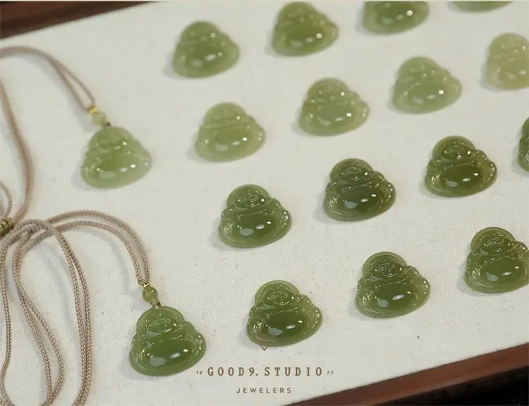 Afghan Jade Buddha Pendant Set Single Sided Maitreya — feature 13