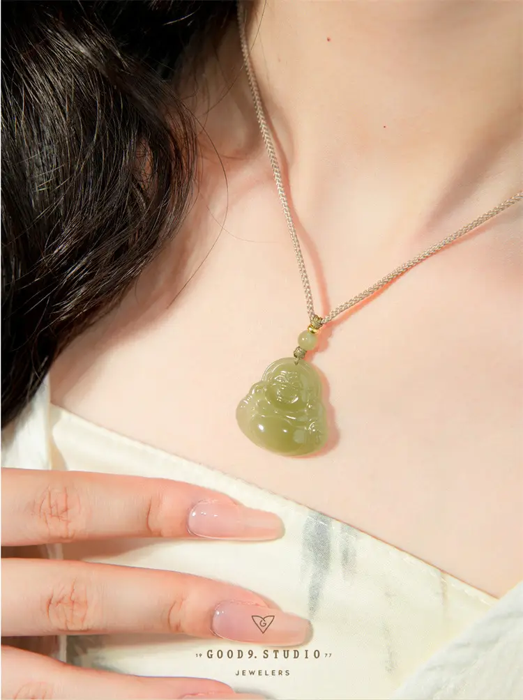 Afghan Jade Buddha Pendant Set Single Sided Maitreya — feature 5