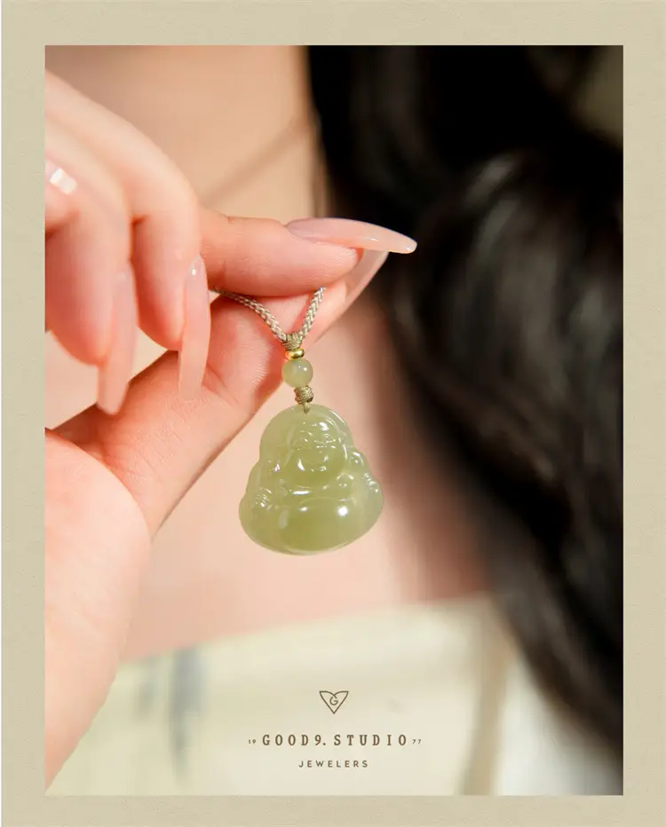 Afghan Jade Buddha Pendant Set Single Sided Maitreya — feature 6