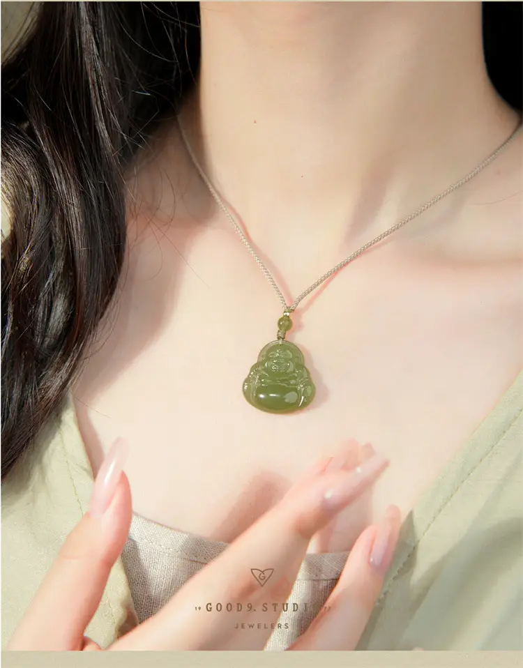 Afghan Jade Buddha Pendant Set Single Sided Maitreya — feature 8