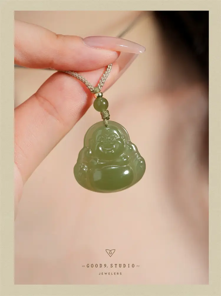 Afghan Jade Buddha Pendant Set Single Sided Maitreya — feature 9