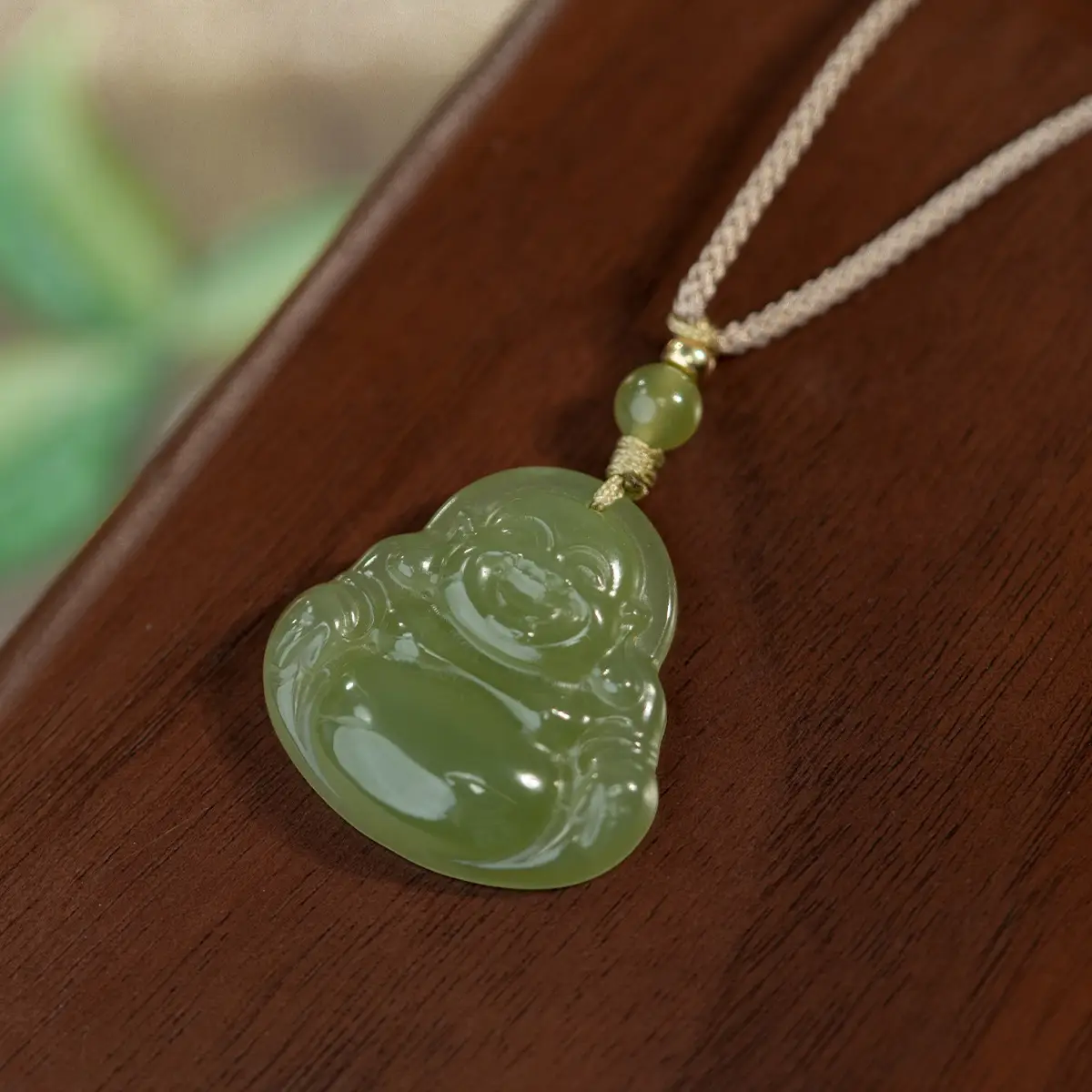Afghan Jade Buddha Pendant Set Single Sided Maitreya - Image 3