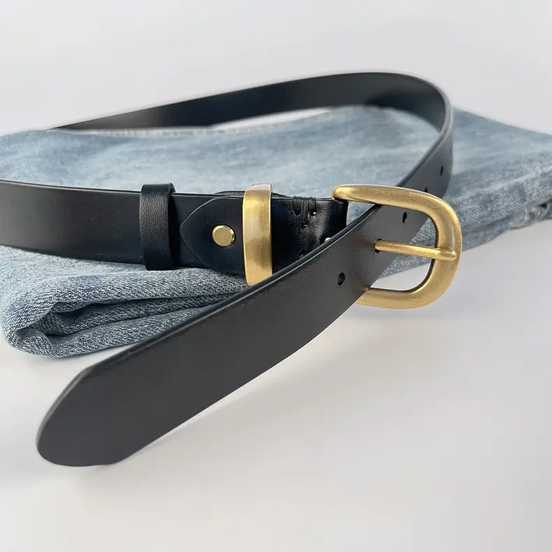 Women's Brown Genuine Leather Belt with Silver Buckle — feature 18