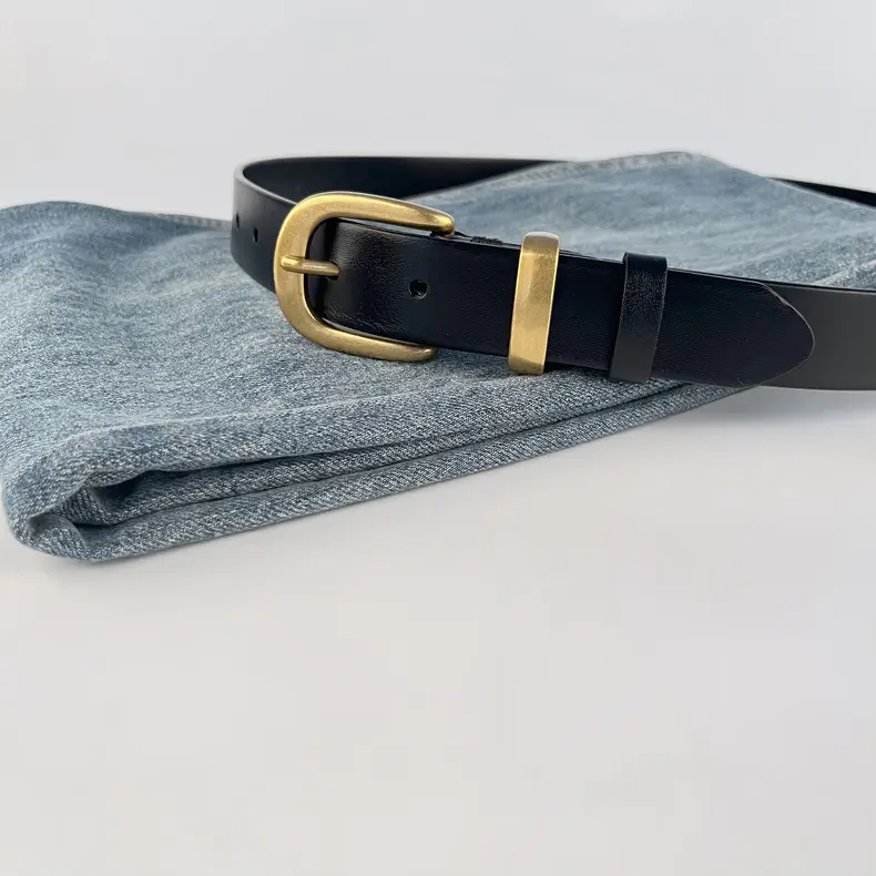 Women's Brown Genuine Leather Belt with Silver Buckle — feature 19