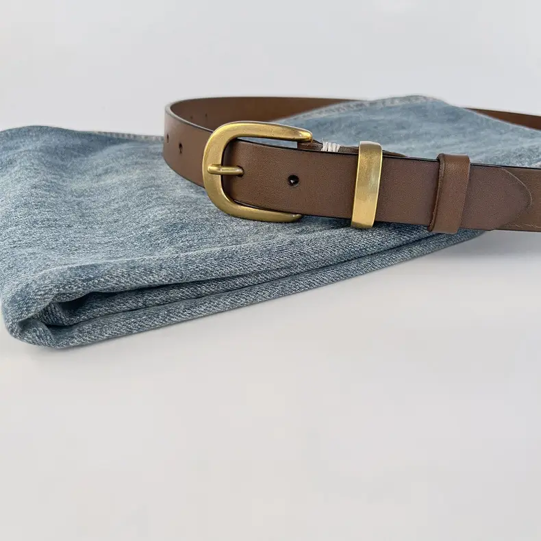 Women's Brown Genuine Leather Belt with Silver Buckle — feature 20