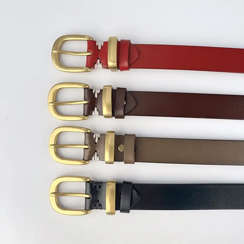 Women's Brown Genuine Leather Belt with Silver Buckle — feature 4