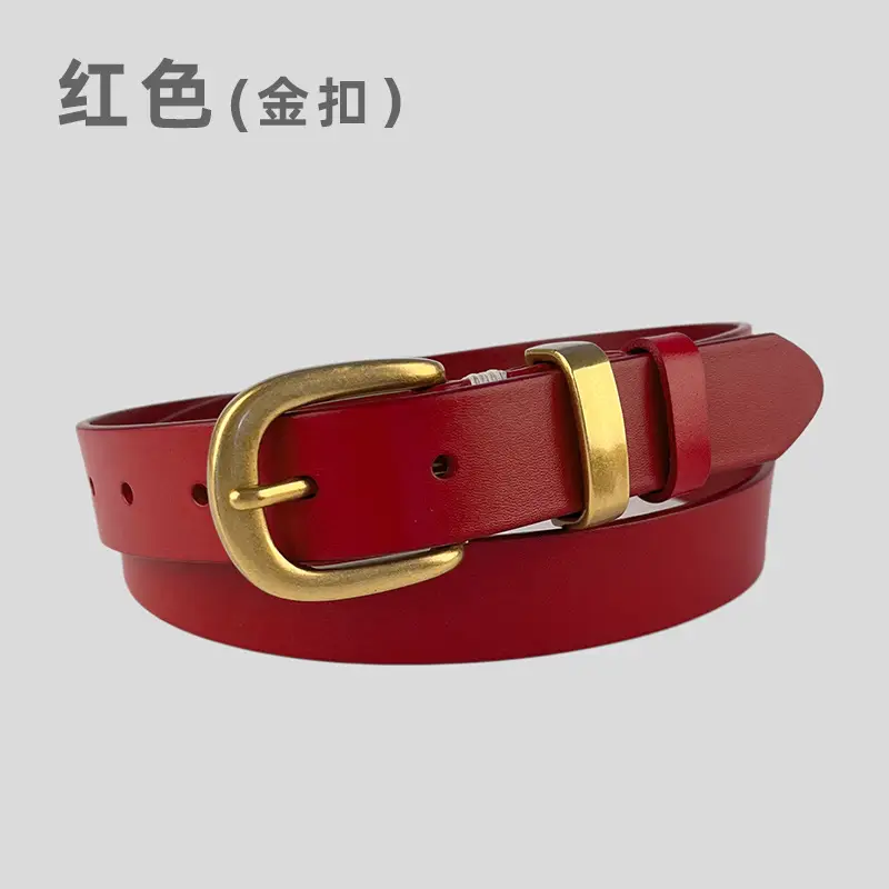 Women's Brown Genuine Leather Belt with Silver Buckle - Image 3