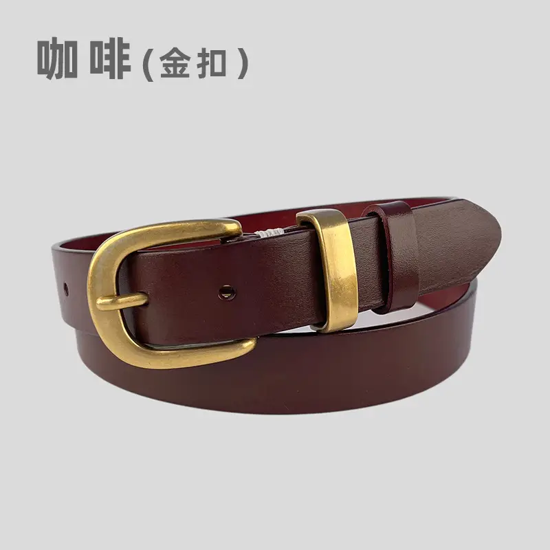 Women's Brown Genuine Leather Belt with Silver Buckle - Image 4