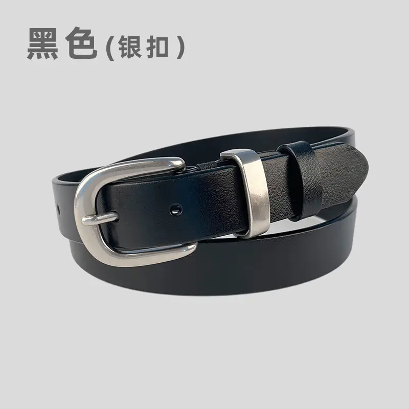 Women's Brown Genuine Leather Belt with Silver Buckle - Image 5