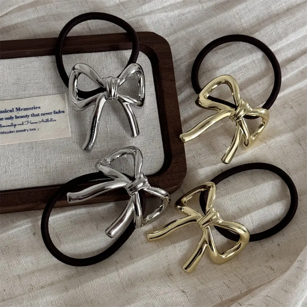 Japanese Metal Bow Hair Ring for Women Autumn Winter - Image 4