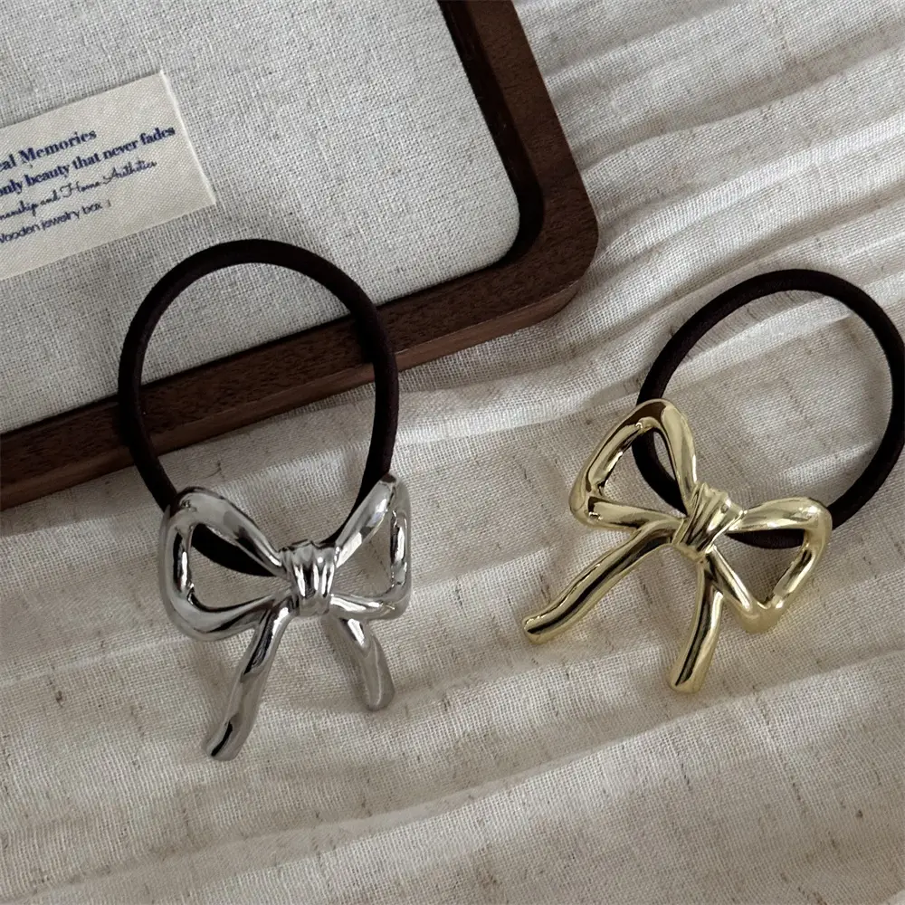 Japanese Metal Bow Hair Ring for Women Autumn Winter — feature 10