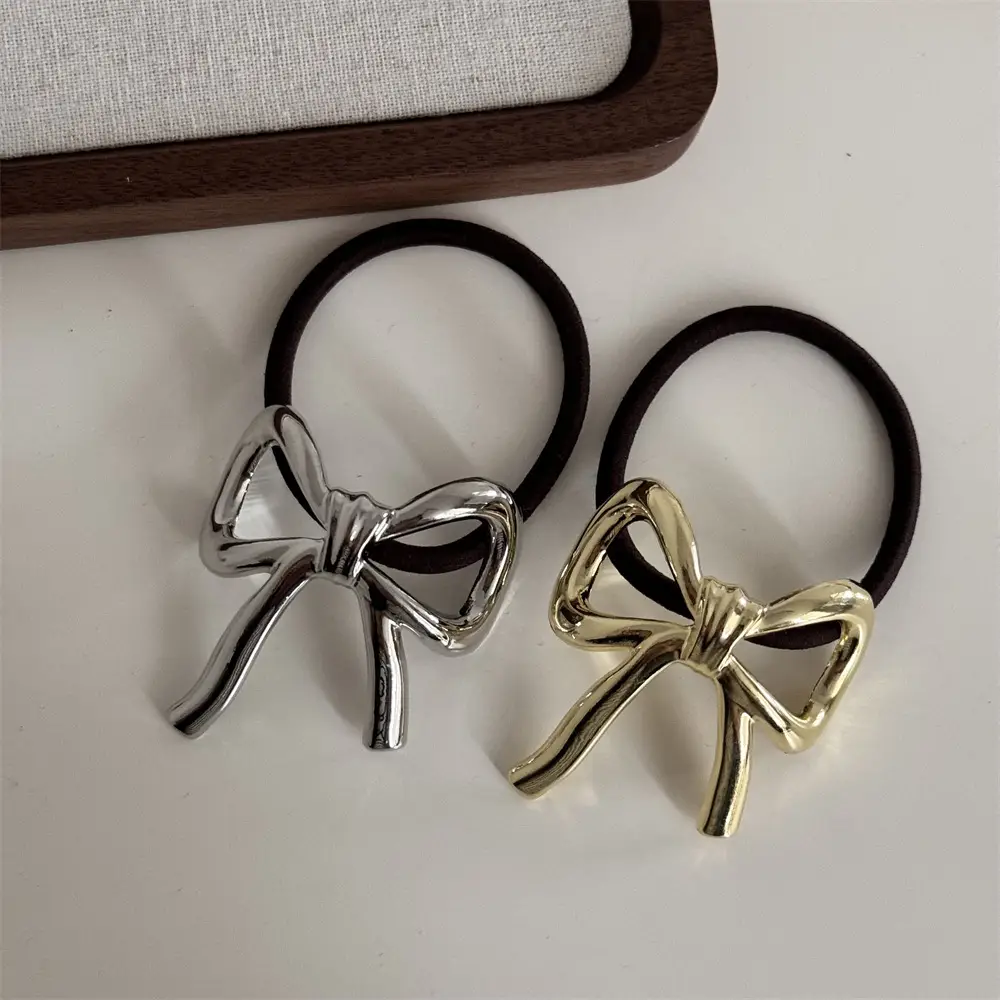 Japanese Metal Bow Hair Ring for Women Autumn Winter — feature 12