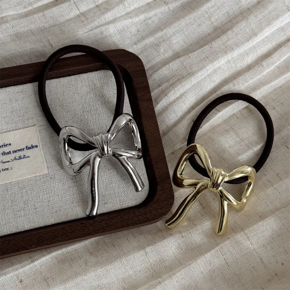 Japanese Metal Bow Hair Ring for Women Autumn Winter — feature 14
