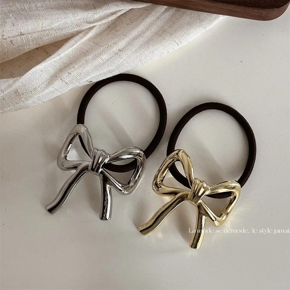 Japanese Metal Bow Hair Ring for Women Autumn Winter — feature 16