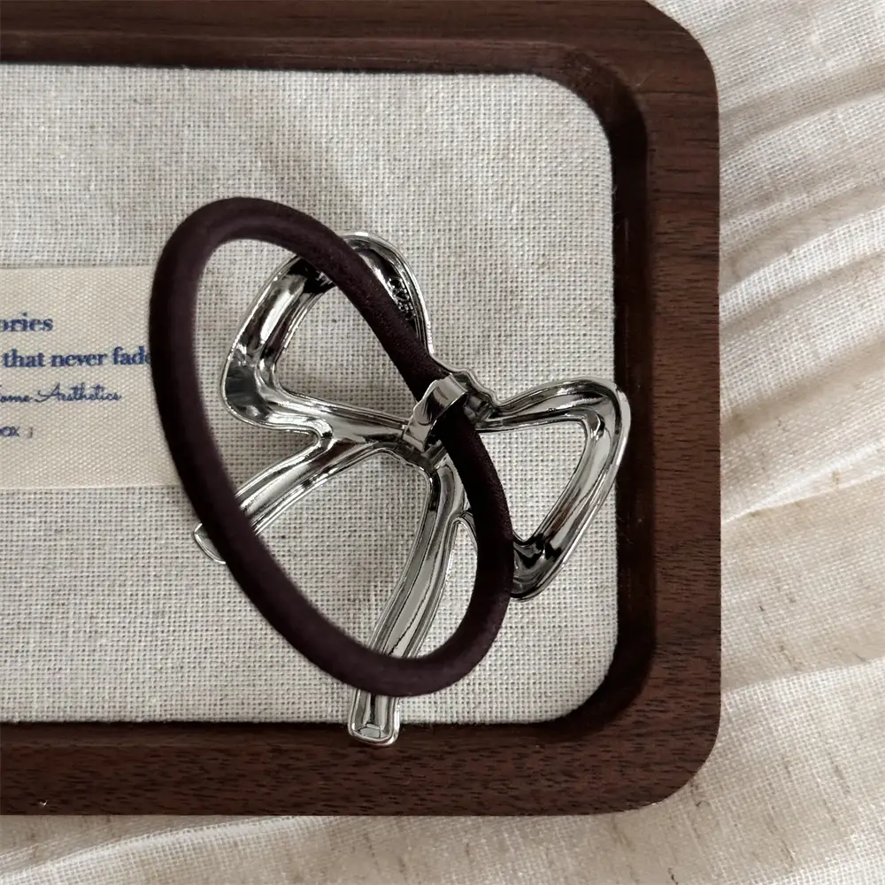 Japanese Metal Bow Hair Ring for Women Autumn Winter — feature 6